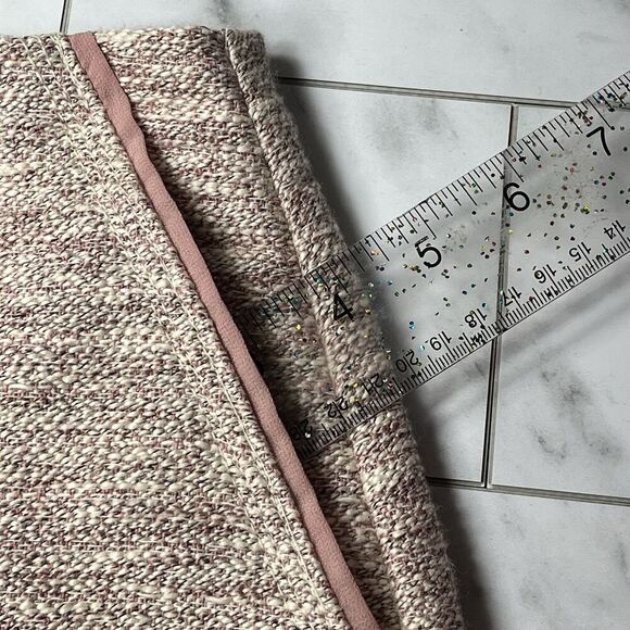 Ann Taylor LOFT Y2K Asymmetric Tweed Boucle Mini Skirt Pink 8 Clueless Preppy - Picture 7 of 10